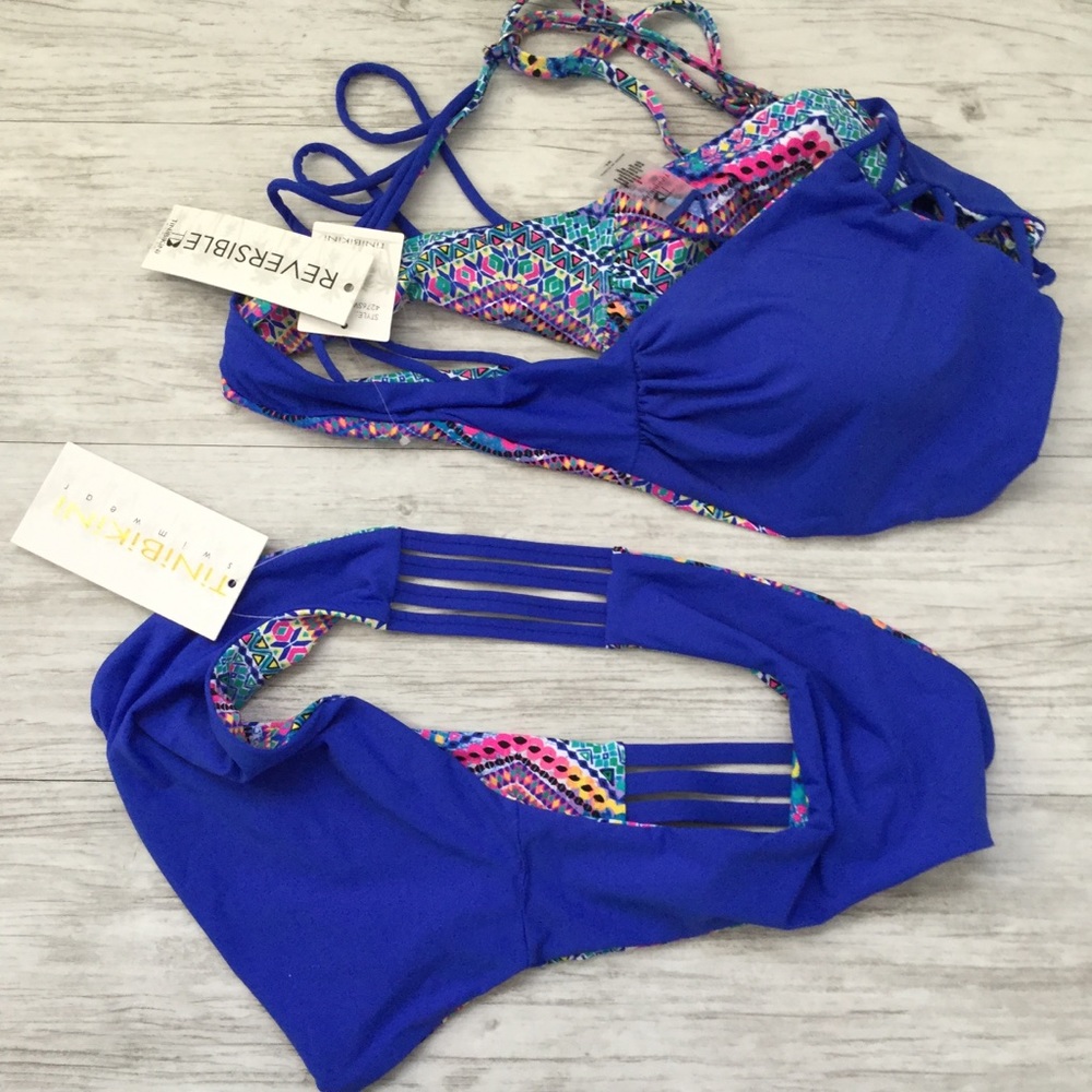 Reversible Multicolored & Blue Bikini Set - Picture 4 of 5